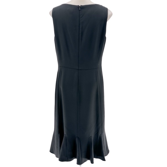 Ann Taylor Sz 6 Black 100% Silk Flounce Hem Sleeveless Midi Dress Luxury Lined - Picture 3 of 13